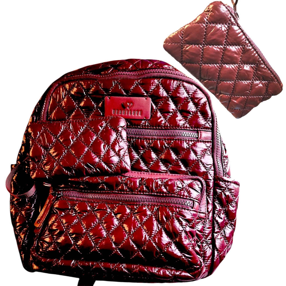 Luxurious Heartlove By Charo Quilted Backpack and Pouch Set
